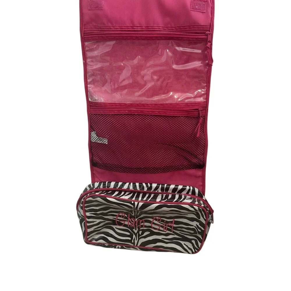 Caboodles Hanging Travel Toiletry Bag Zebra‎ Print Cosmetic Makeup Organizer